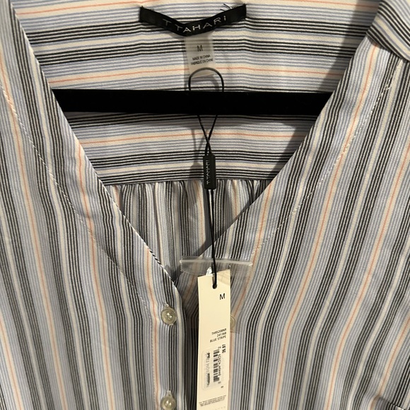 T Tahari Stripes Blouse - Picture 3 of 4